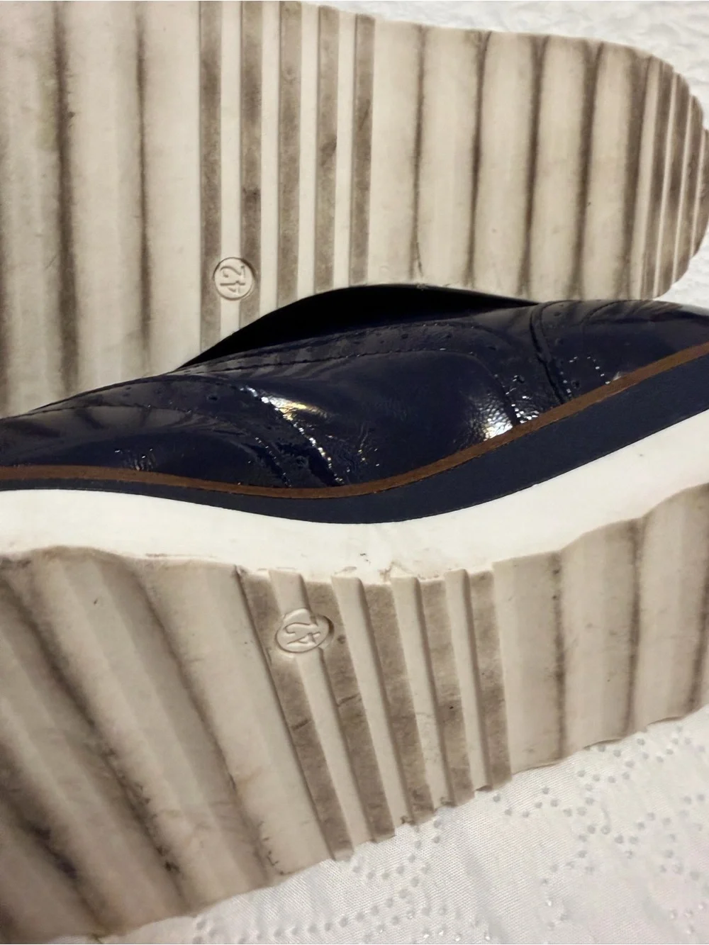 Boden Nina Patent Platform Brogues - Navy